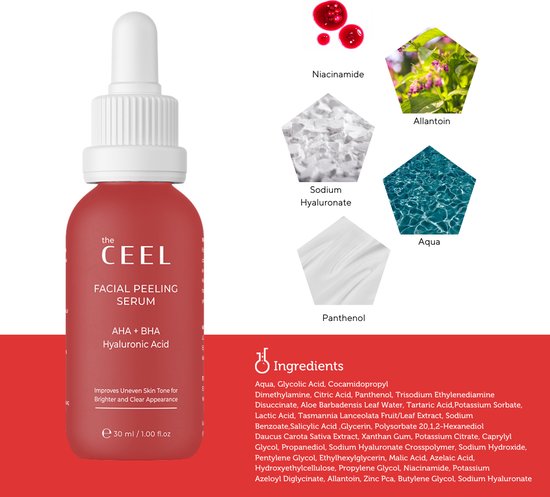 Ceel Natural AHA+BHA Red Peeling Serum-30ml - Skin Dullness