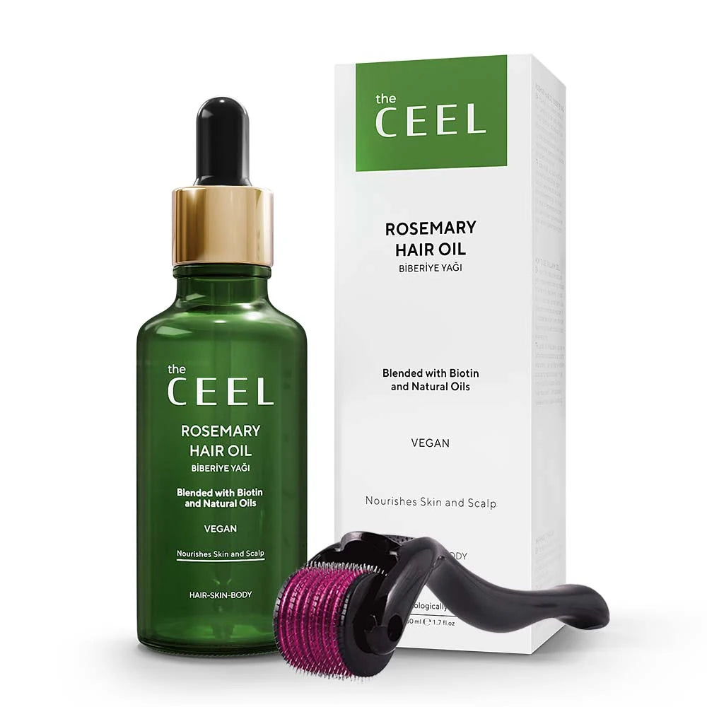 Ceel Rosemary Hair Oil-50ml – Scalp and Hair Nourishment with Derma Roller 0.5mm