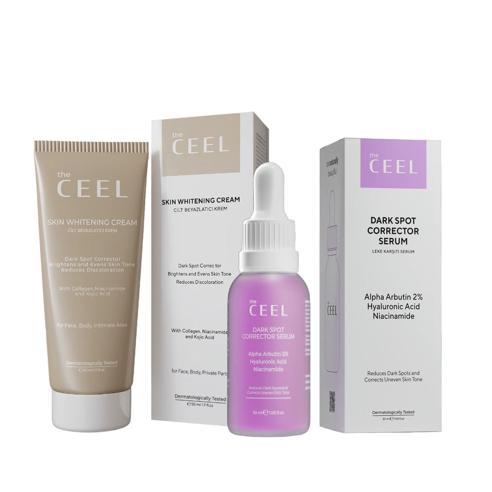 Ceel Bright Correct Set – Glutathione + Kojic Acid Formula – Whitening Cream 50ml + Dark Spot Corrector 30ml - Ceel AU